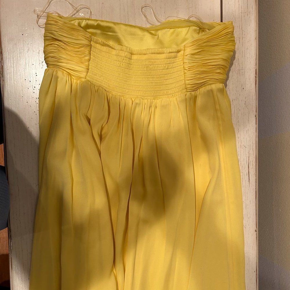 Alice and Olivia Short Yellow Strapless Silk Dress